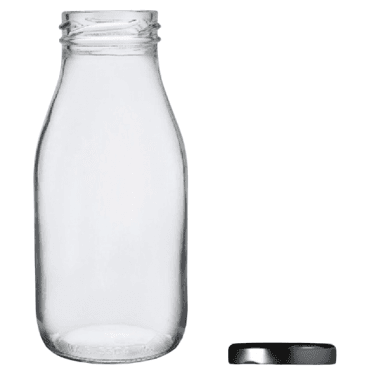 Screw Top Milk Bottle With Black Cap 250ml (Box Of 12)