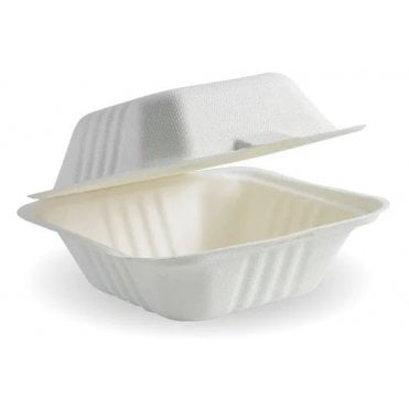 White Biocane Burger Clamshell 6x6" (400)