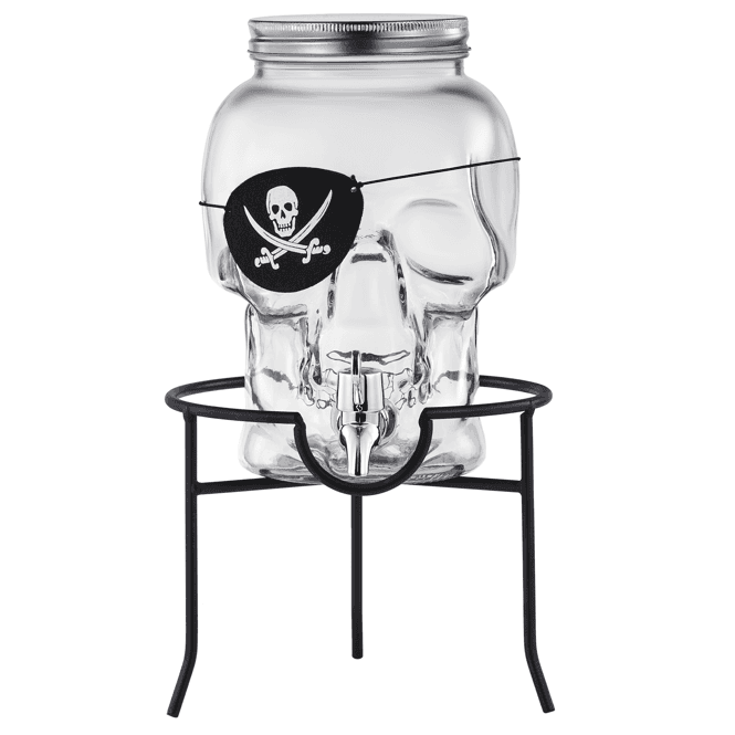 Pirate Skull Glass Drinks Dispenser With Stand 3.0L