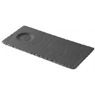 Basalt 25x12cm/10x5" Tray With D/w Saucer Indent Matt Slate (Box Of 6)