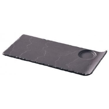 Basalt 29x13.4cm/11.5x5.5" - Tray With D/w Saucer Indent Matt Slate (Box Of 6)