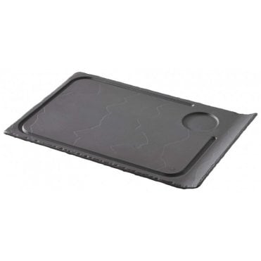 Basalt 33x22cm / 13x9" Steak Plate One Curved Edge Matt Slate (Box Of 6)