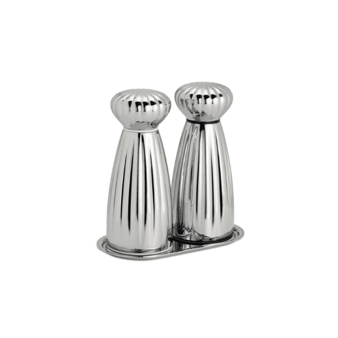Robert Welch Bright Medium Salt and Pepper Mills with Tray Set