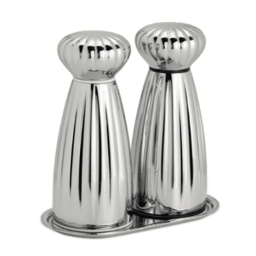 Bright Medium Salt and Pepper Mills with Tray Set
