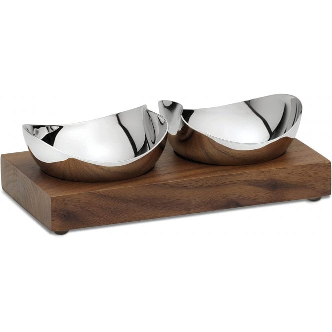 Robert Welch Drift Pinch Pot Set On Walnut Base