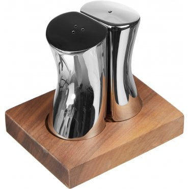 Drift Salt & Pepper Set On Walnut Base