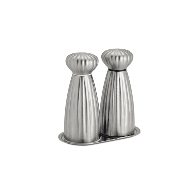 Robert Welch Satin Small Salt and Pepper Mills with Tray Set
