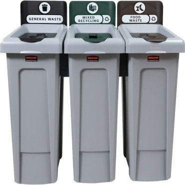 Rubbermaid Slim Jim 3-Stream Recycling Station Bundle