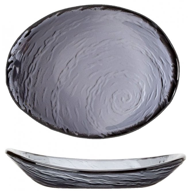 Steelite Utopia Scape Glass Smoked Oval Bowl 20cm / 8