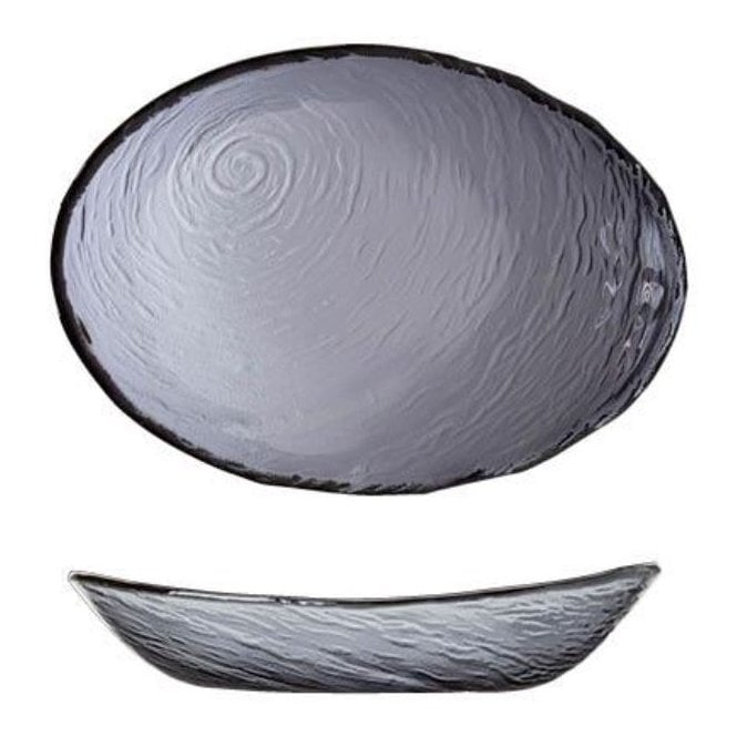 Steelite Utopia Scape Glass Smoked Oval Bowl 30cm / 12