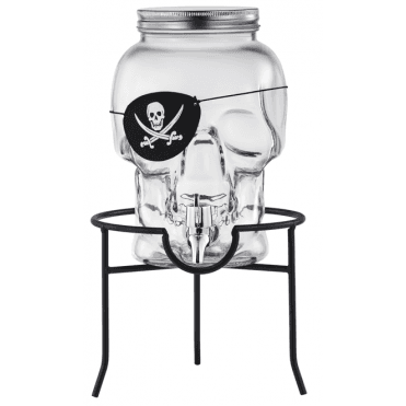Pirate Skull Glass Drinks Dispenser With Stand 3.0L