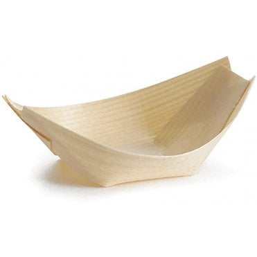 Bamboo Large Wooden Food Boat (Pack Of 50)