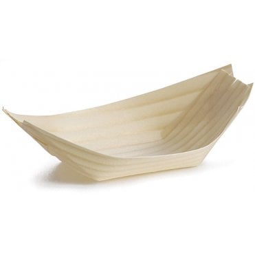 Bamboo Medium Wooden Food Boat (Pack Of 50)