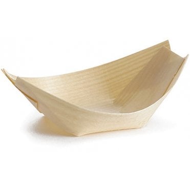 Bamboo Mini Wooden Food Boat (Pack Of 50)
