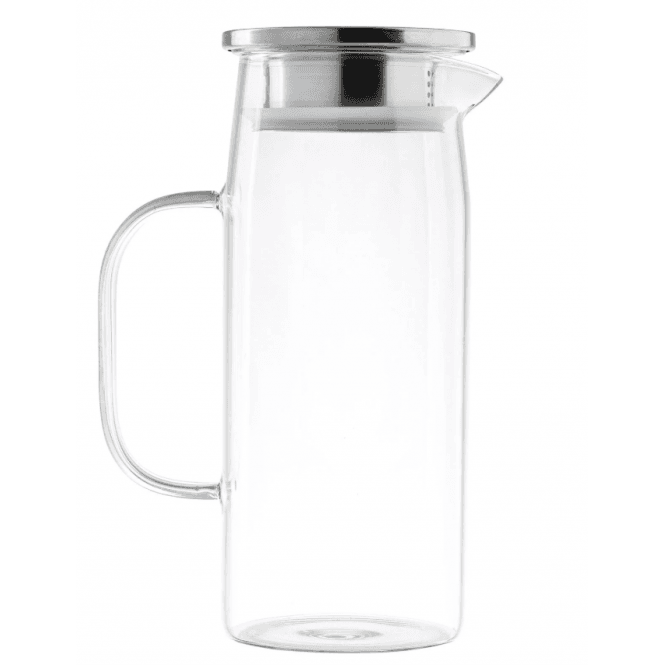 Tablecraft Glass Pitcher w/ Stainless Steel Dispensing Lids 34oz 5.25