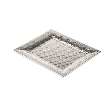 Hive Collection Rectangular Serving Tray Mirror/ Honeycomb Pattern 32.5 X 26.5 X 2cm, Stainless Steel (18-8)