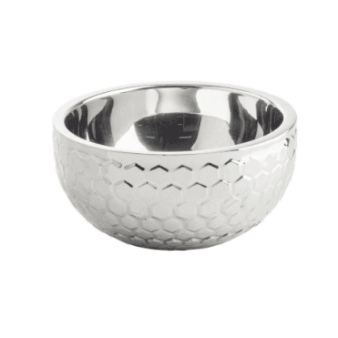 Hive Collection Round Double Wall Bowl 3.3l - Liters Mirror/ Honeycomb Pattern 25.5 X 25.5 X 12.5cm, Stainless Steel (14-1)