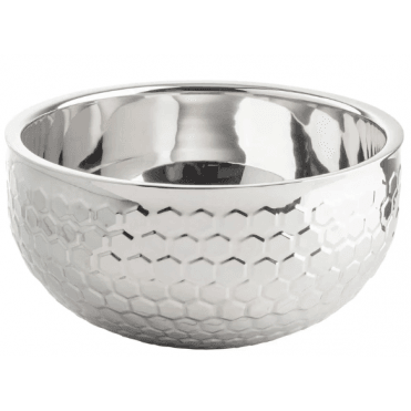 Hive Collection Round Double Wall Bowl 7.5l/250oz - Liters Mirror/ Honeycomb Pattern 33 X 33 X 18cm, Stainless Steel