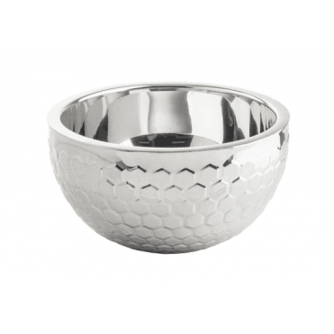 Hive Collection Round Round Double Wall Bowl 4.5l/150oz - Liters Mirror/ Honeycomb Pattern 28 X 28 X 15cm, Stainless Steel (14-1)