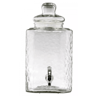 Square Pebbled Beverage Dispenser 9.5l - Liters Clear 20.5 X 25.5 X 40.5cm, Glass (Clear Soda Lime Glass) Textured Glass, Cash & Carry