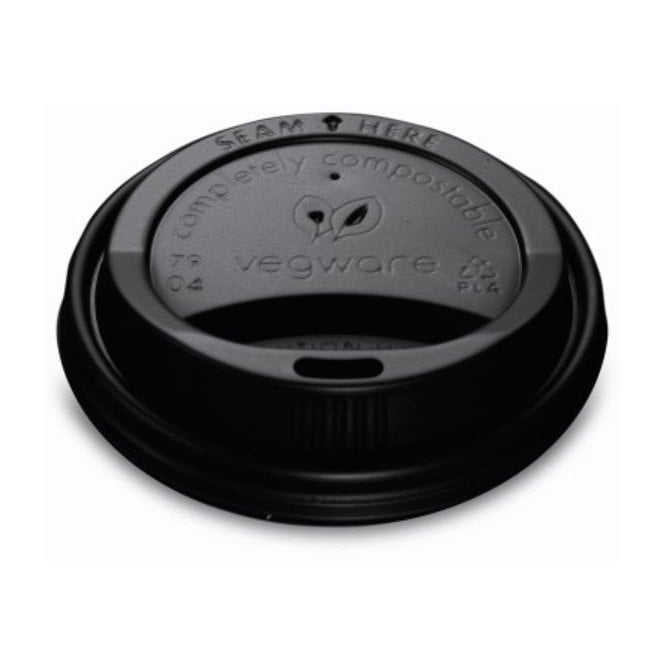 Vegware Black Hot Cup Lid 79mm - Fits 8oz Hot Cup (Box Of 1000)