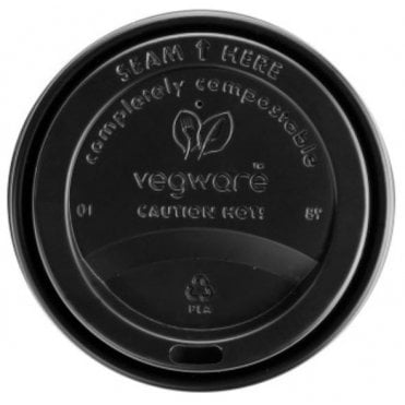 Black Hot Cup Lid 89mm - Fits 10 To 16oz Double Wall Cup (Box Of 1000)
