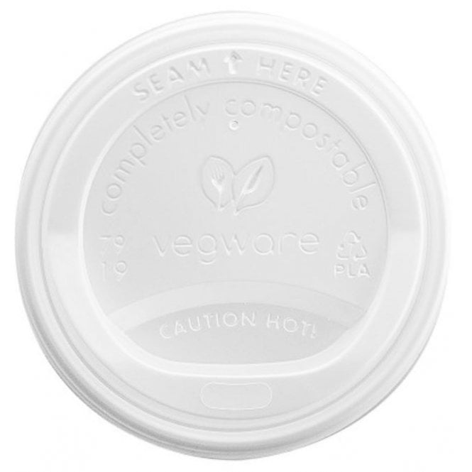 Vegware White Hot Cup Lid 79mm - Fits 8oz Hot Cup (Box Of 1000)