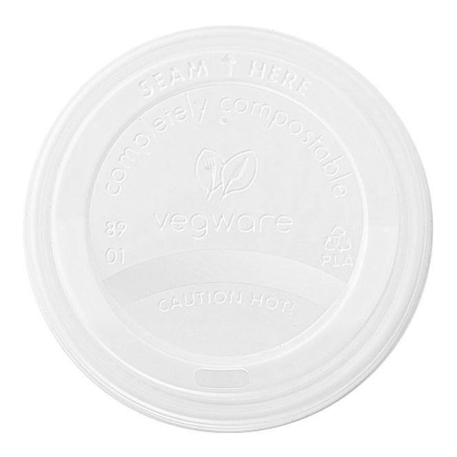Vegware White Hot Cup Lid 89mm - Fits 10 To 16oz Double Wall Cup (Box Of 1000)