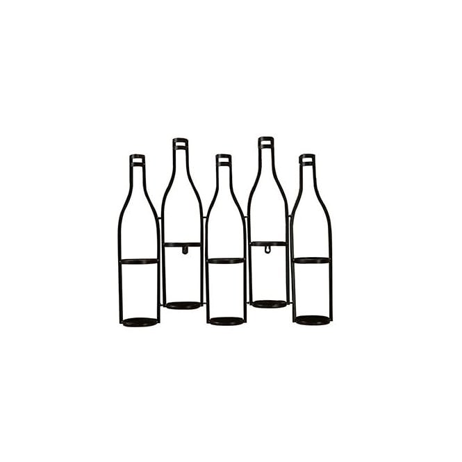 Wall Mounted Bottle Shape Wine Rack - 5 Bottles