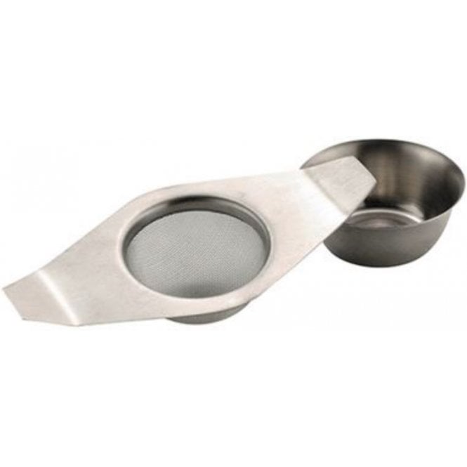 Zodiac Double Arm Tea Strainer  (w/ Drip Bowl)